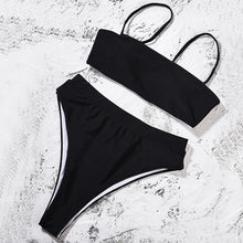 Load image into Gallery viewer, Solid Black Bikini Push Up Swimwear