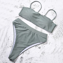 Load image into Gallery viewer, Solid Black Bikini Push Up Swimwear