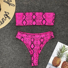 Load image into Gallery viewer, Snake Print Bikini Bandeau Swimwear