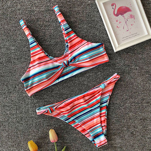 Color Striped Bikini Swimwear