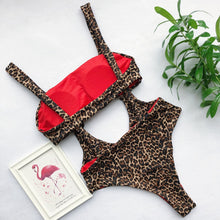 Load image into Gallery viewer, Leopard Print Swimwear High Waist One Piece