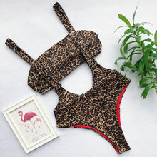 Load image into Gallery viewer, Leopard Print Swimwear High Waist One Piece